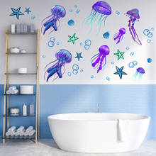 Creative Jellyfish Starfish Wall Stickers Bathroom Kids room Nursery Backgroun Wall Decoration Home Decor Decals PVC Wallpapers 2024 - buy cheap