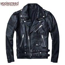 MAPLESTEED 100% Natural Sheepskin Tanned Leather Jacket Black Soft Men's Motocycle Jackets Motor Clothing Biker Coat Autumn M111 2024 - buy cheap
