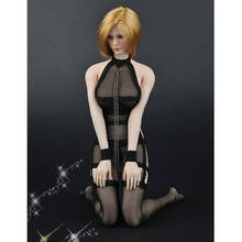 Zy5017 1/6 conjunto de roupa íntima, malha de tecido sensual, transparente, vestido preto, conjunto espartilho para figura de ação de 12 polegadas 2024 - compre barato