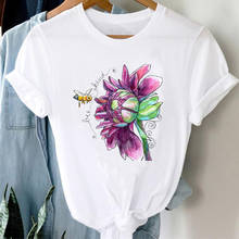 Camisetas femininas estampadas florais, camisetas de manga curta estampa floral de verão 2024 - compre barato