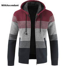 Winter Fleece Sweatercoat Men's 2020 New Spring Warm Hooded Cardigan Jumpers Male Striped Cashmere Wool Liner Zipper Coat 2024 - buy cheap