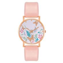 Женские часы с циферблатом бабочки, модные повседневные кожаные часы, качественные женские наручные часы, женские кварцевые часы, Montre Femme 2024 - купить недорого