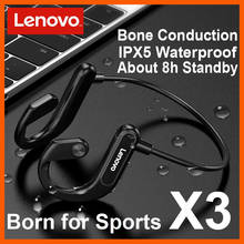 Оригинальные Беспроводные спортивные Bluetooth наушники Lenovo X3 с шейным ободом, водонепроницаемая гарнитура, стерео 3D наушники с микрофоном, шумоподавление 2024 - купить недорого