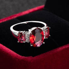 Классические красные свадебные кольца с кристаллами для женщин AAA CZ обручальное кольцо с кристаллами модные украшения Рождественский подарок 2024 - купить недорого