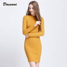 DASSWEI Fashion Knitted Sweater Dress Women Casual O-Neck Long Sleeve Sweater Midi Dresses Femme Solid Bodycon Dress 2022 Winter 2024 - buy cheap