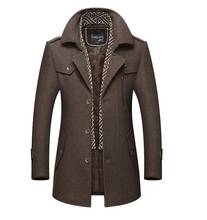 Casaco masculino casaco de lã casaco de gola redonda casacos de lã e misturas com cachecol respirável outwear 2024 - compre barato