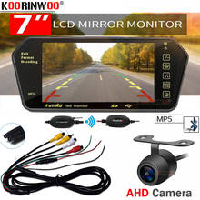 Koorinwoo-kit inalámbrico para aparcamiento de coche, pantalla de 7 pulgadas, espejo de Monitor LCD TFT, Bluetooth, MP5, FM, CCD, cámara trasera 2024 - compra barato