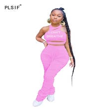 2020 sexy fashion letters spliced hollow out crop top women summer suit ruched design long pants 2 piece set sports set 2024 - buy cheap