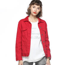 Spring Denim Jackets Female Plus Size Boyfriend Short Coat Single Breasted Red Pink Black Blue Korean Casual Jeans Jacket Women 2024 - buy cheap