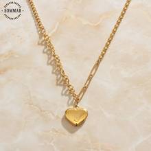 SOMMAR Hot Sale 18KGP Gold Filled Girl necklaces & pendants The \"O\" chain, the heart pendant bead necklace wedding decoration 2024 - buy cheap