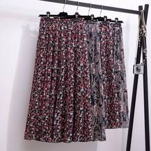 TingYiLi Vintage Floral Print Pleated Midi Long Skirts Womens Summer Holiday Beach Boho Skirt Korean High Waist Chiffon Skirt 2024 - buy cheap