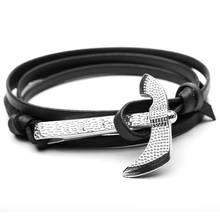 Fashion Sliver Axe Bracelets Men Charm Dobble Black Leather Chain Paracord Bracelet Anchor Male Wrap Metal Sport Hatchet SL116 2024 - buy cheap