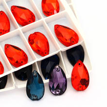 Dark Color Fancy K9 Glass Sew on Stones Light Siam Tear Drop Strass Crystal Rhinestones Flat Back Buttons Sew on Clothing Crafts 2024 - buy cheap