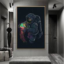 Astronaut sitting on the canvas in space. Children's room decoration poster and printed mural home decoration art picture 2024 - buy cheap