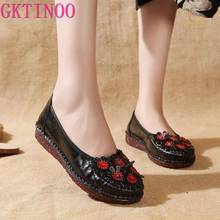 GKTINOO Chinese Style 2021 Autumn Spring Genuine Leather Ladies Flat Shoes Women Slip-On Handmade Vintage Comfort Casual Flats 2024 - buy cheap