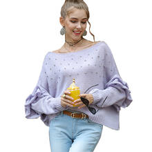 Весна осень женский свитер с расклешенными рукавами свитер с бусами для женщин 2019 Новый Модный вязаный пуловер женский джемпер Топ kz164 2024 - купить недорого