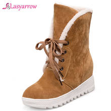 Lasyarrow 2020 new fashion winter boots platform women boots lece round toe ankle boots high quality casual shoes big size 34-43 2024 - buy cheap