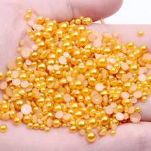 Gold Half Round Pearls 2mm-12mm Round Flatback ABS Imitation Pearls Glue On Beads    Use Glue DIY Fabric Garment Accessories 2024 - buy cheap