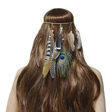 Diadema de plumas hechas a mano para mujer, tocado Hippie, ajustable, accesorios para el cabello 2024 - compra barato
