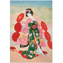 Gold Collection Counted Cross Stitch Kit Japanese Woman Beauty Geisha Lady Girl Red Umbrella Princess of Asia Japan HAE-RW1034 2024 - buy cheap