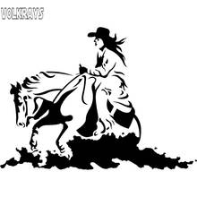Volkrays Fashion Car Sticker Cowgirl Horse Rodeo Western Cowboy Accessories Reflective Vinyl Decal Black/Silver,10cm*14cm 2024 - buy cheap