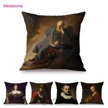 Rembrandt Realism Art Oil Painting General Queen Christmas Jesus Art Baroque Style Cotton Linen Cushion Cover Sofa Pillow Case 2024 - buy cheap