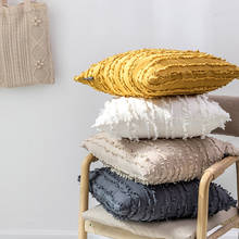 Funda de almohada de algodón y lino con borlas de Jacquard, funda de cojín de Color liso para decoración del hogar, sofá, cabecera 2024 - compra barato