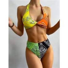 Traje de baño de dos piezas para mujer, tankini de estilo vendaje, cintura baja, estampado, 2021 2024 - compra barato