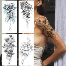 Cobra tatuagens temporárias para mulheres meninas grande rosa flor tatuagem preto à prova dwaterproof água falso peônia colorido tatoo corpo braço peito de volta 2024 - compre barato