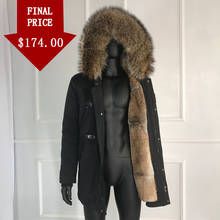 CNEGOVIK Rabbit Fur Coat For Man 2019 New Winter Warm Fashion Real Fur Parkas Raccoon Fur Collar Men's Parka  2024 - buy cheap