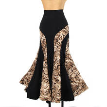 Юбка для бальных танцев женская с леопардовым принтом, длинная стандартная юбка для тренировок, танго, вальса, DNV14665 2024 - купить недорого