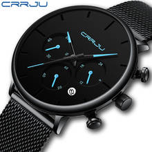CRRJU-reloj de cuarzo minimalista para hombre, cronógrafo deportivo de malla y acero con estilo moderno, con fecha, novedad de 2019, envío directo, 2271 2024 - compra barato