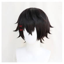 Anime Tokyo Ghoul:re Juzo Suzuya Juuzou Short Black Heat Resistant Hair Cosplay Costume Wig + Five Red Hairpins 2024 - buy cheap