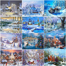 MomoArt Diamond Mosaic Cross Stitch Winter Landscape Picture Of Rhinestones Full Kits Scenic Diamond Embroidery Sale Home Decor 2024 - buy cheap