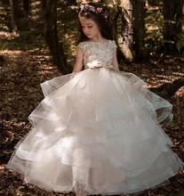 Flower Girl Dresses Blush Pink Princess Tutu Sequined Appliqued Lace Bow Kids Princess Kids Party Birthday Gowns 2024 - buy cheap