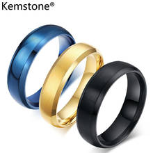 Kemstone-anillo de acero inoxidable para hombre, banda de titanio, negro, dorado, azul, SZ 4 a 14, alianzas de boda 2024 - compra barato