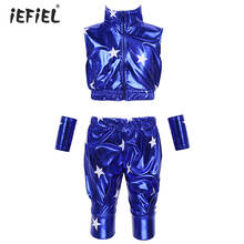 Kids Boys Girls Modern Hip-hop Jazz Dancewear Star Metallic Sleeveless Crop Top Pants Toddlers Jazz Dance Costumes Rave Outfits 2024 - buy cheap