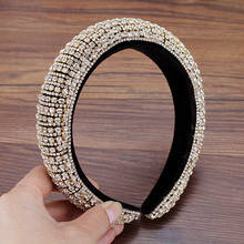 Big Gold Padded Baroque Diamante Headbands Luxury Full Crystal Hairbands Rhinestone Hair Hoop For Women Headdress Accessories 2024 - buy cheap
