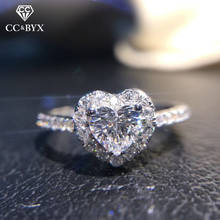 Cc anéis de coração para mulheres s925 prata zircônia cúbica anel tendência joias para noivado casamento e casamento acessórios cc829 2024 - compre barato