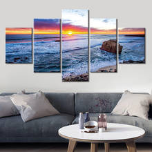 Canvas Pictures Home Decor Wall Art Poster Framework 5 Piece Seascape sunset Paintings Landscape Home Decor 2024 - buy cheap