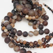 Bulk Wholesale Natural Stone Matte Coffee Stripe Agates Beads Round Loose Beads 4 6 8 10 12mm for Jewelry Making DIY Bracelet 2024 - buy cheap
