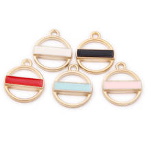 20pcs/lot Circle Tag New Style Oil Drop Enamel Charm Accessories Alloy Bracelet Necklace Decoration 19*16mm 2024 - buy cheap