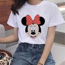 Disney Minnie Mouse Print T-shirt Women Cartoon Tops Harajuku Kawaii Streetwear Summer Short Sleeve Tees Casual Female Clothes 2024 - купить недорого