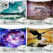 Unicorn Tapestry Wall Hanging Decorative Wall Carpet Flying Eagle Cartoon Bed Sheet for Kids Girls Picnic Mat Floral Bedspreads 2024 - buy cheap