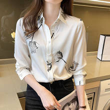 2021 Spring Women Blouse Chiffon Korean Long Sleeve Blouses Vintage Printed Loose Shirts Blusas Roupa Feminina Tops Autumn 2024 - buy cheap