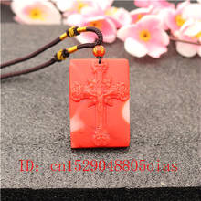 Natural Red White Hetian Jade Stone Cross Pendant Necklace Chinese Jadeite Jewelry Charm Carved Jesus Amulet Gifts for Women Men 2024 - buy cheap