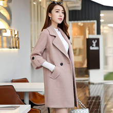 Casaco de lã longo inverno feminino, jaqueta coreana elegante abrigos mulher inverno 2020 kj210 s 2024 - compre barato