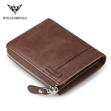 WILLIAMPOLO Genuiner leather Short Wallet For Men Fashion Vintage Credit Card Holder Coin Purses Business Cowhide 2024 - buy cheap