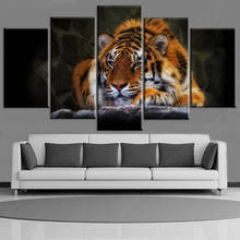 Decoration Posters Picture On Canvas Wall Art 5 Panel Animal Tiger Modular Home Framework Living Room HD Print Modern Painting 2024 - buy cheap