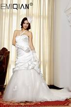 Новое Элегантное платье без рукавов с рюшами невесты, свадебное платье Русалка длинное свадебное платье 2020 пятно vestido de noiva с цветами 2024 - купить недорого